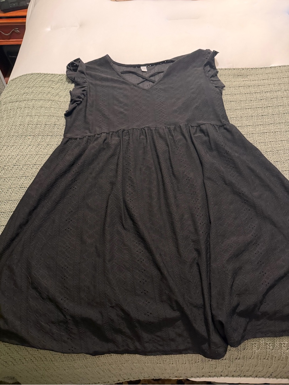 Black Eyelet V-Neck Babydoll Dress 4X